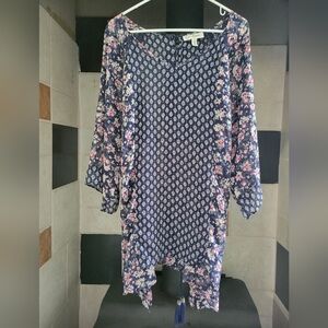 Jessica Simpson Tunic Blue Floral Maternity Top Size 1X